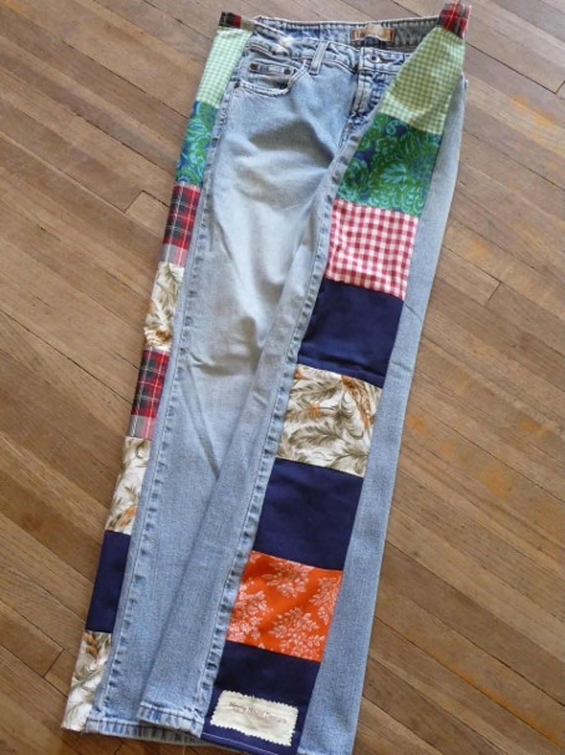 Pants Patchwork Jeans Vintage Patchwork Handmade Pants Etsy