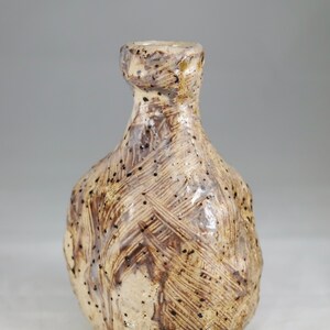 Wood Fired Tokkuri Bottle with Shino Glaze