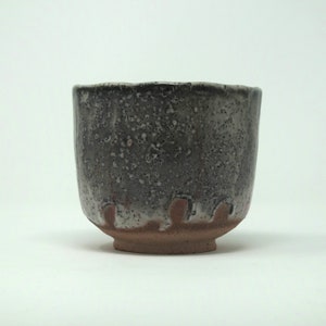 Soda Fired Shino Glazed Porcelain Tea Bowl for Matcha