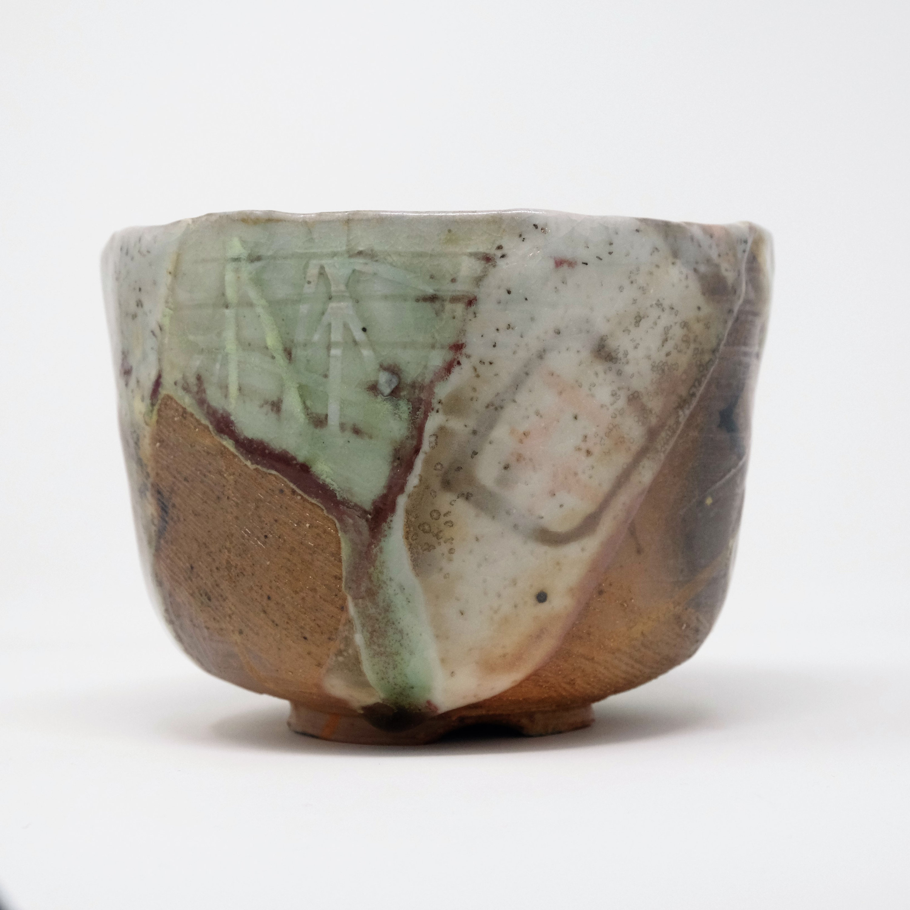 Wood Fired Oribe Style Tea Bowl for Matcha