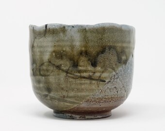 Soda Fired Tea Bowl for Matcha with a Celadon Glaze