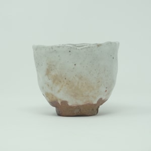 Wood Fired Kurinuki Style Guinomi Cup with a Shino Glaze
