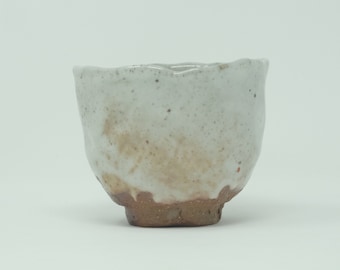 Wood Fired Kurinuki Style Guinomi Cup with a Shino Glaze