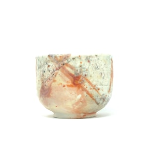Soda Fired Porcelain Tea Bowl for Matcha with a Shino Glaze