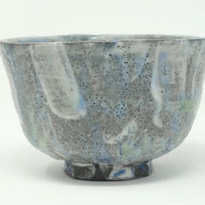 Black Stoneware Tea Bowl with a Shino Glaze