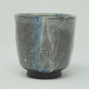 Black Stoneware Yunomi Style Cup with Shino Glaze
