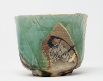 Wood Fired Oribe Style Tea Bowl for Matcha