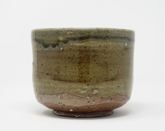 Soda Fired Stoneware Tea Bowl for Matcha with a Celadon Glaze