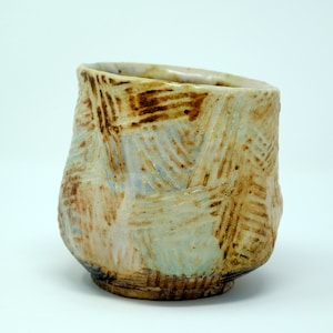 Wood Fired Stoneware Yunomi Cup with Shino Glaze