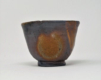 Wood Fired Stoneware Guinomi with a Shino Glaze