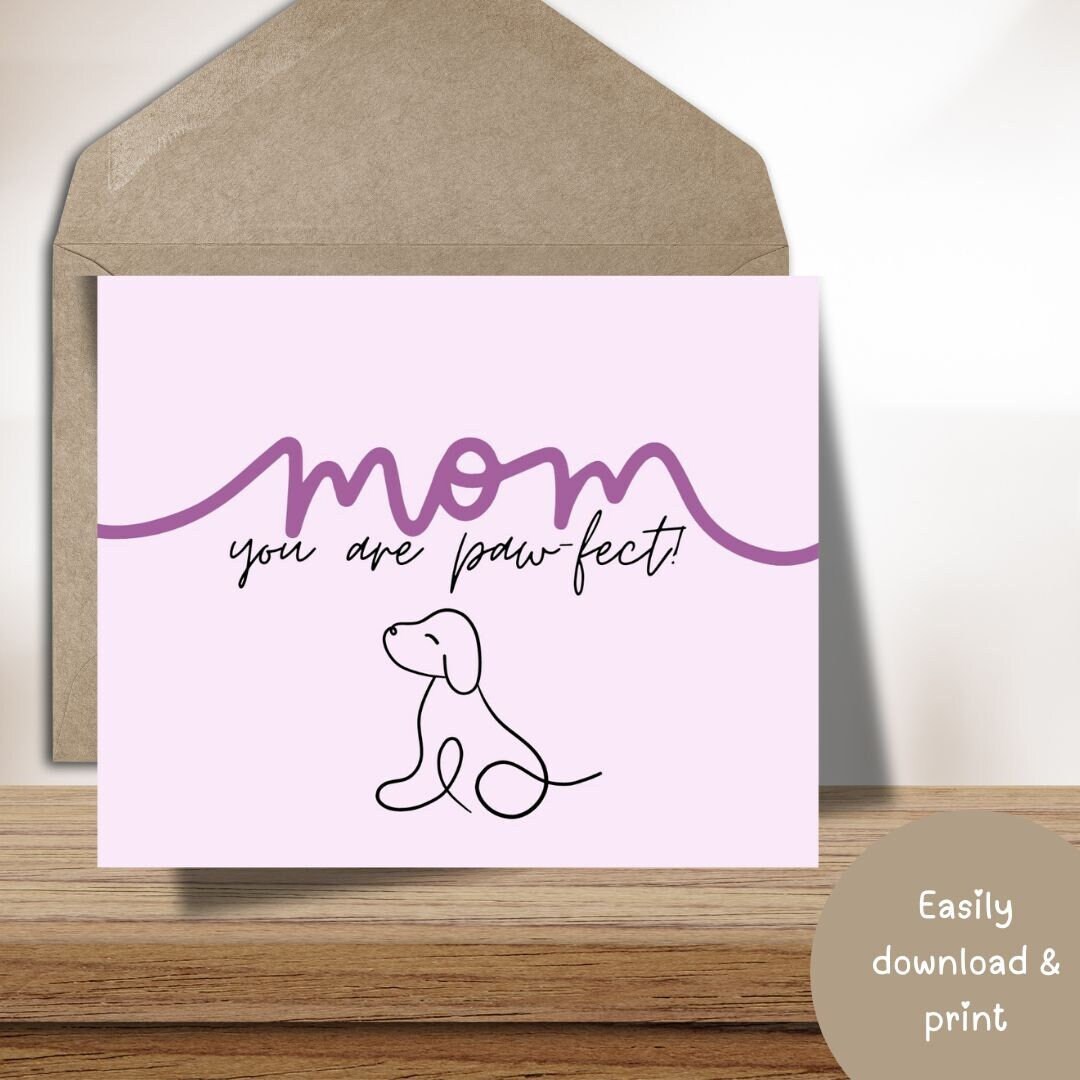 Mothers Day Cards dog Mom Happy Mothers Day Blank Card Neutral Cards Printable Template Digital ...