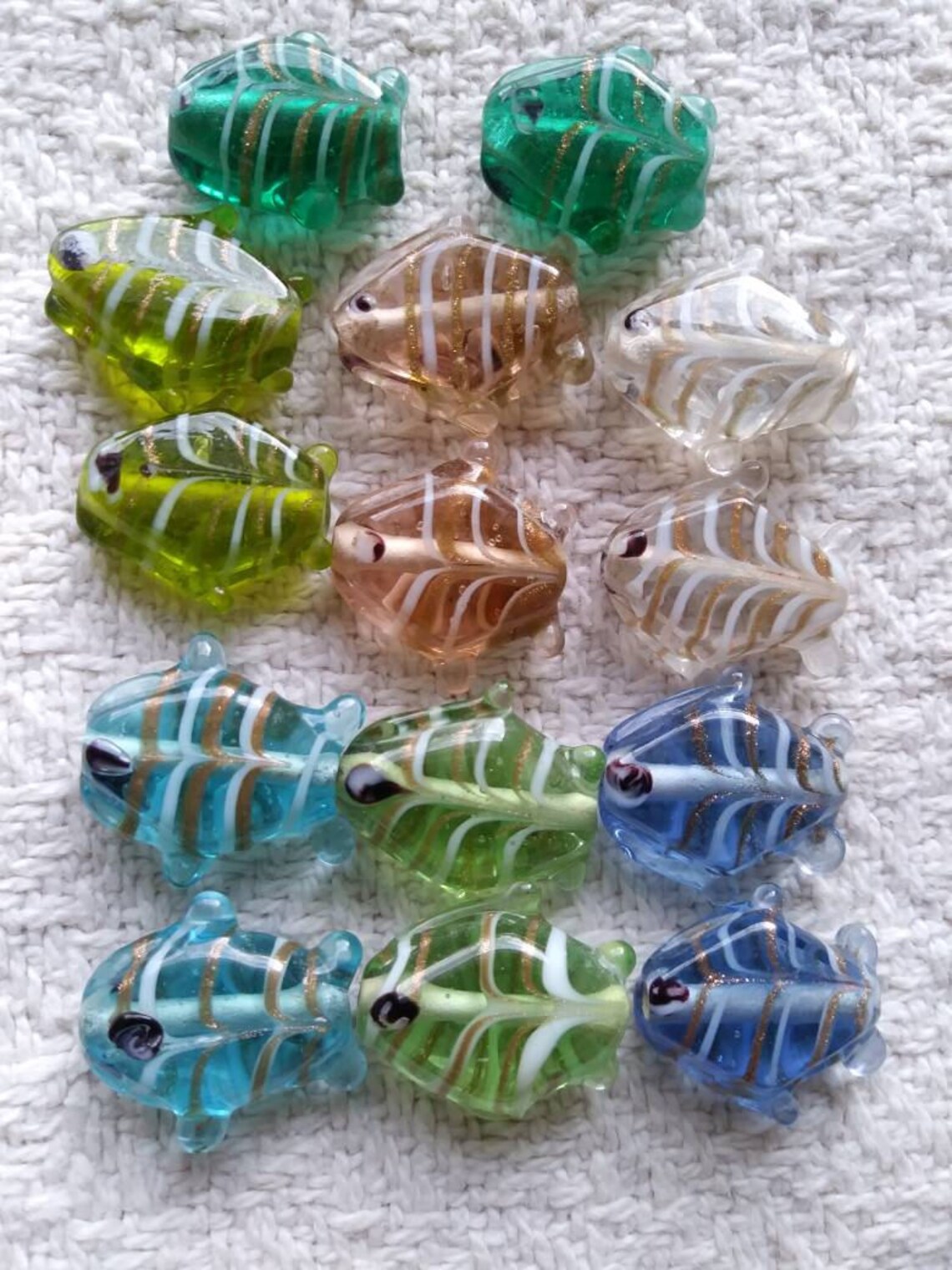 Glass Fish Bead Mix 28 Pcs Lamp work Glass Beads Assorted 7 Etsy