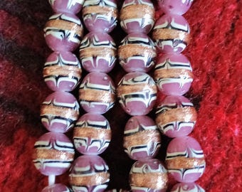 LampWork Glass Beads Venetian Style Light Lavender with Aventurine