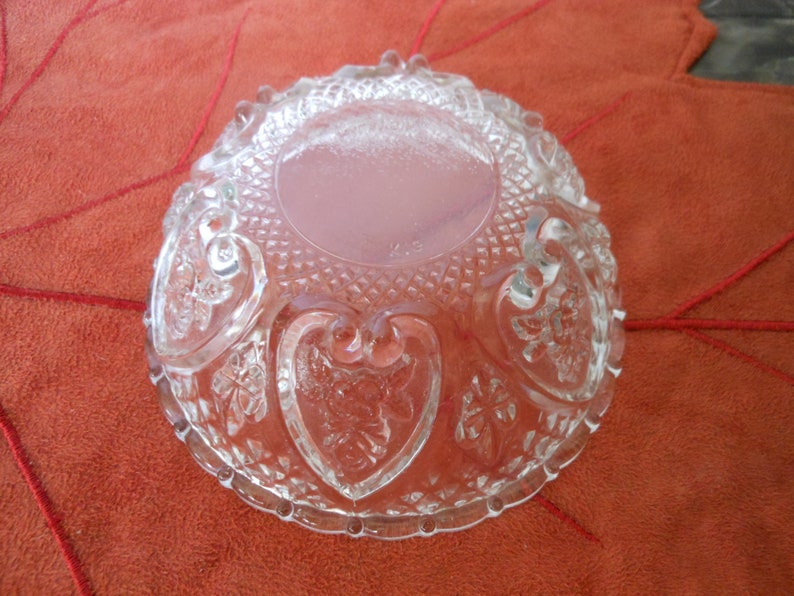 Vintage Clear Heavy Cut Glass Bowl with floral and diamonds design Kig Malaysia Glass Bowl Snack glass bowl Candy Jewelry dish
