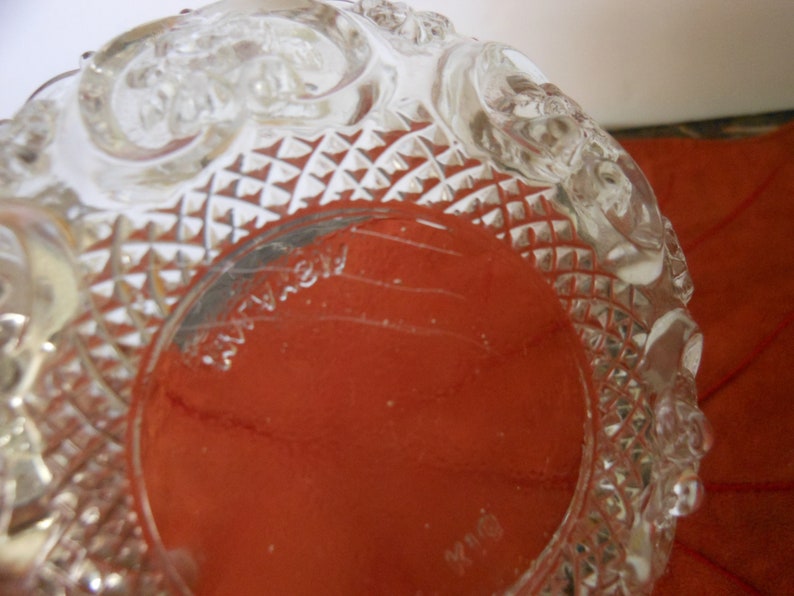 Vintage Clear Heavy Cut Glass Bowl with floral and diamonds design Kig Malaysia Glass Bowl Snack glass bowl Candy Jewelry dish