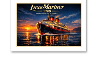 LuxeMariner 2140 — Art Deco Ocean Liner Poster | Retro Travel Print