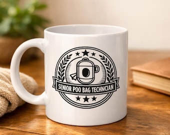 Senior Poo Bag Technician Mug – Funny Dog Owner Gift, Pet Walker Humor, Dog Lover Coffee Cup