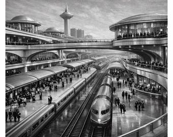 Retro Railway Terminal — Giclée Art Print