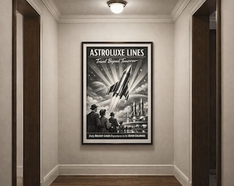 Astroluxe Rocket Launch – Retro Futurist Wall Art