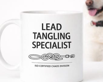 Lead Tangling Specialist Mug – ISO‑Certified Chaos Division | Official Dog‑Walker Accreditation | Floggit & Scarper