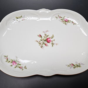 Rosenthal Oval Serving Platter, Rosenthal Porcelain Serving Platter, Sanssouci Rose with Gold Trim, German Porcelain, Grandmillenial Style