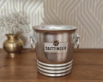 French Vintage Champagne Taittinger Ice Bucket, Champagne Cooler, French Argit Barware Cooler