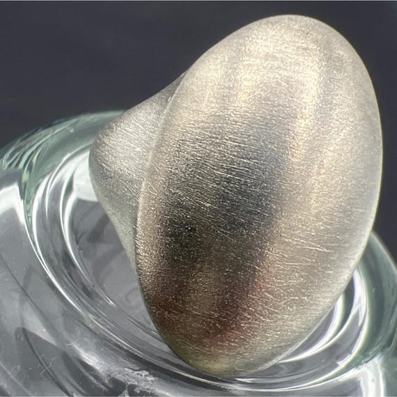 925 Sterling Ring Oval Button Statement Ring Brus… - image 2