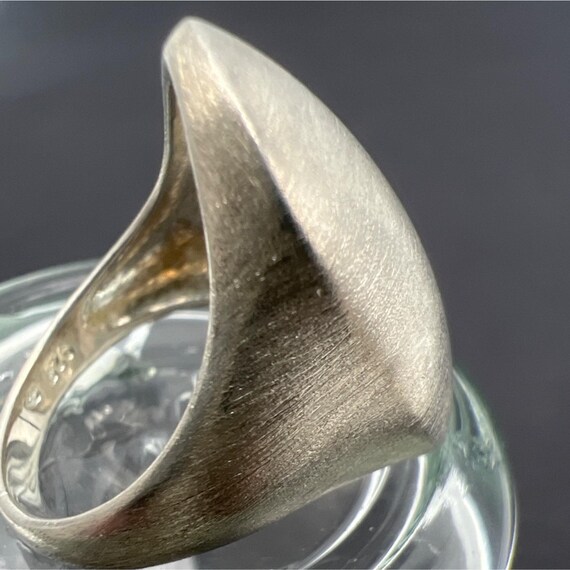 925 Sterling Ring Oval Button Statement Ring Brus… - image 6