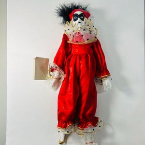 Vtg Doll Clown Heritage Collectors Pierrot Red Porcelain Musical Send in Clowns