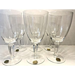 Vintage Bohemia Czech Crystal Stemware Glasses Set of 6  8oz Wine Water