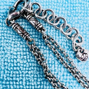 Brighton Necklace 2 Strand Black Enamel Silver Tone Hearts Art Nouveau Revival immagine 4