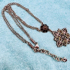 Brighton Necklace 2 Strand Black Enamel Silver Tone Hearts Art Nouveau Revival immagine 8