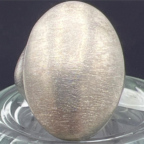 925 Sterling Ring Oval Button Statement Ring Brus… - image 1