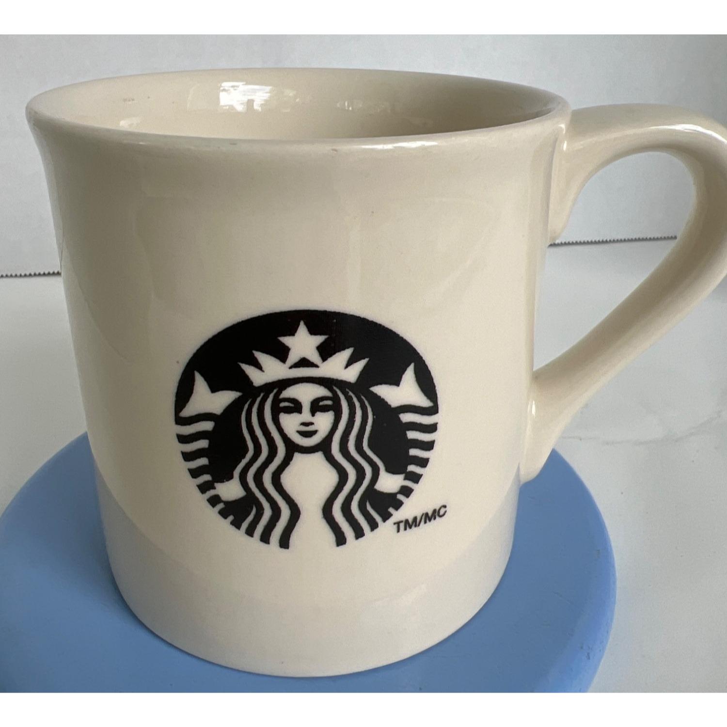 Starbucks White Ceramic Mug 14 Oz 2013 Black Logo Made In USA