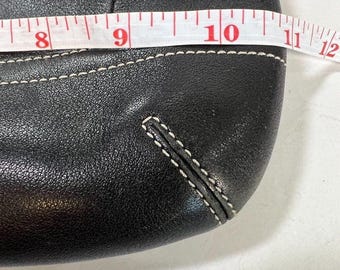 Coach Y2K Hobo Shoulder Bag Tote Purse Black Leather White Stitch