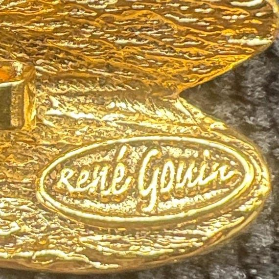 Vintage Rene Gouin Brooch French Cicada Insect Bug Go… - Gem
