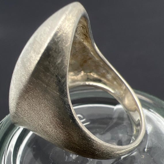925 Sterling Ring Oval Button Statement Ring Brus… - image 3