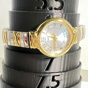 Vtg Timex Ladies Two-Tone Expansion Watch Quartz Stainless Steel Band Works