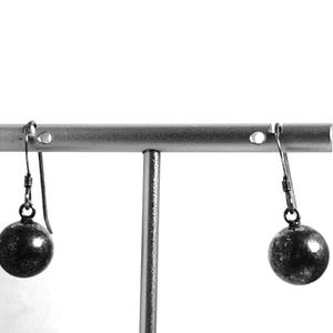 Vintage 925 Sterling Silver 10mm Ball Sphere Orbit 1&quot; Drop Dangle Hook Earrings