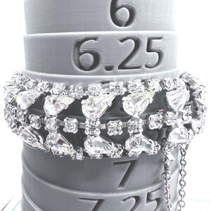 Vtg Glass Rhinestone Bracelet Statement Prom Prong Set Box Clasp Safety Chain