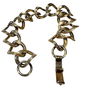Vintage Gold-Tone Chain Link Bracelet With Fold Over Clasp 7 inches