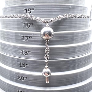 Sterling Silver Beaded Tassel Necklace Interlocking chain 16" 12g