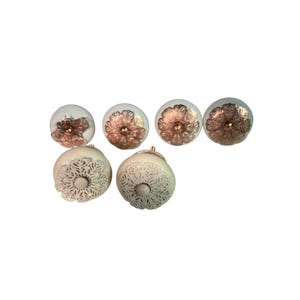 Decorative Ceramic Metal Drawer Knobs Cabinet Pulls Set Of 6 White Rose Gold