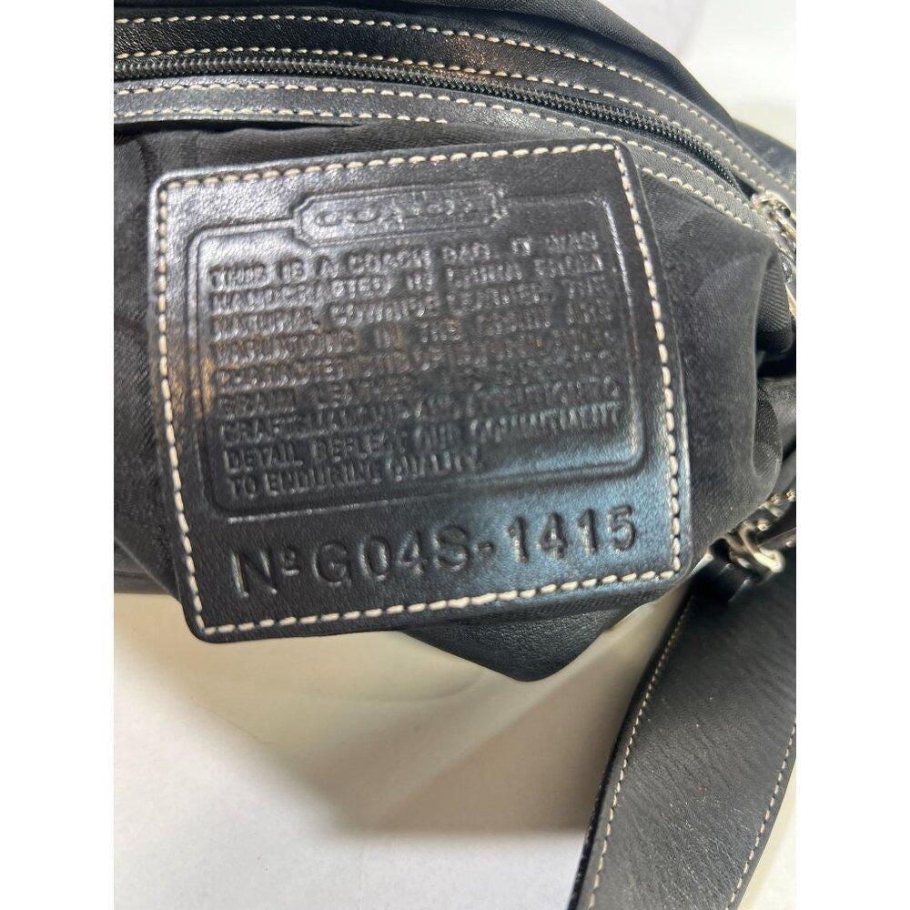 Coach Y2K Hobo Shoulder Bag Tote Purse Black Leather White Stitch