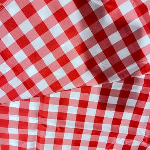 Red White Gingham Tablecloth 100% Polyester Easy Care 70X68&quot; Indoor/Outdoor Use