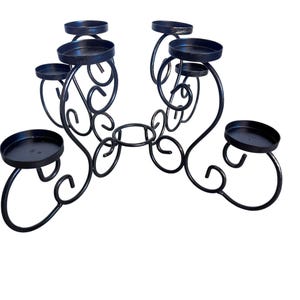 Wrought Iron Multi-Tier 9 Pillar Candle Holder Stand Gold Accents Rustic Decor
