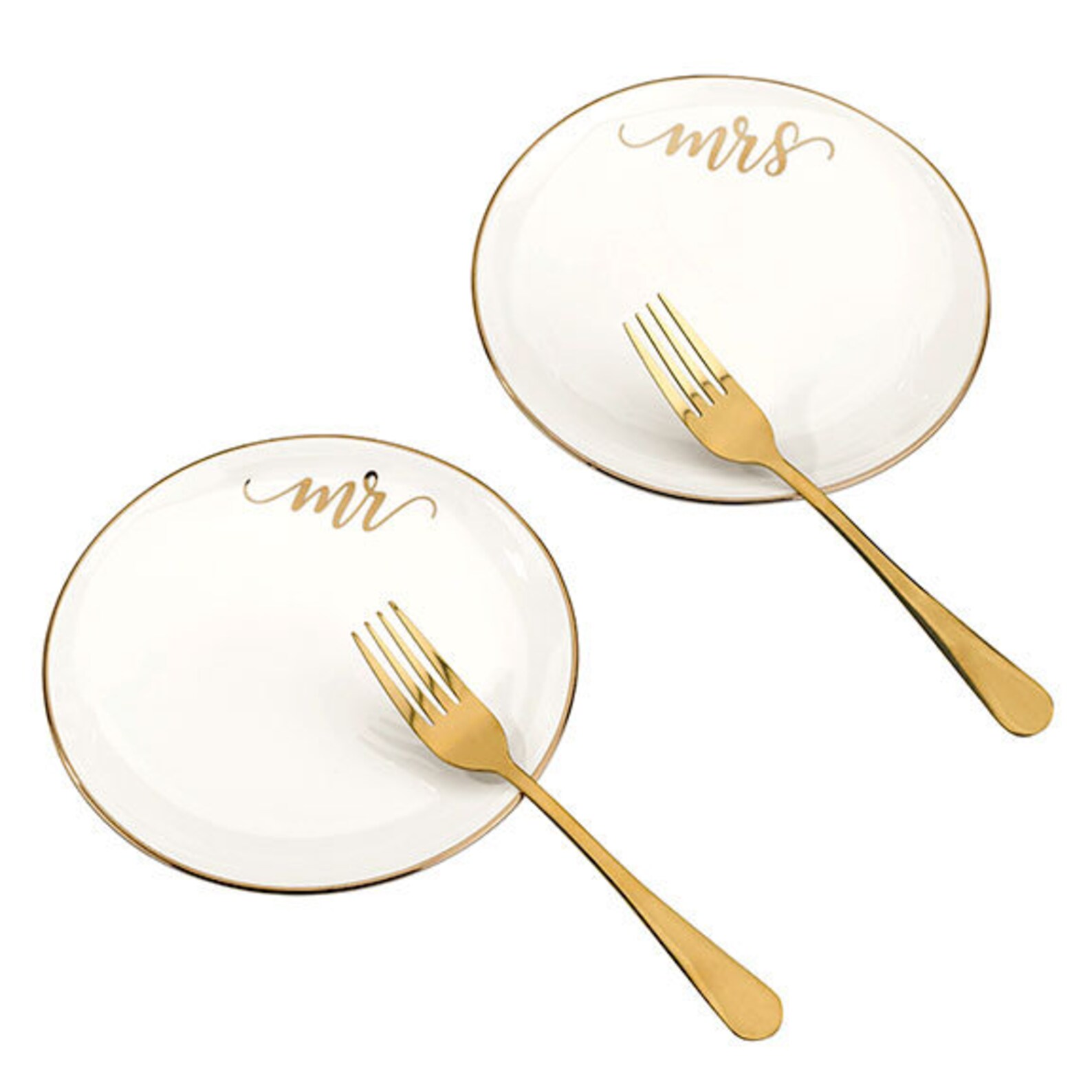 Cake Plate and Fork Set Mr. and Mrs. Cake Plate With Forks Wedding Gift