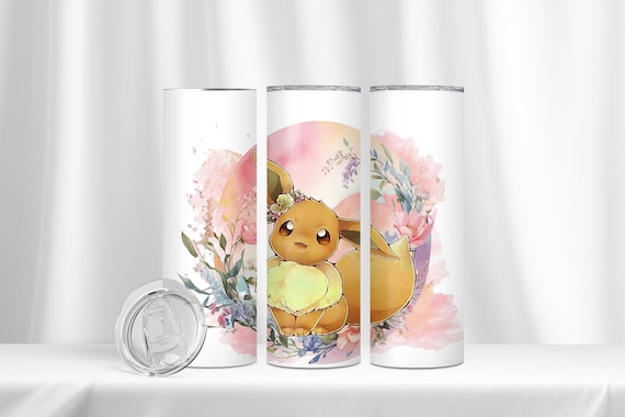 Pokemon eevee tumbler wrap, eevee png, watercolor tumbler png, watercolor tumbler wrap, watercolor pokemon, watercolor eevee png, digital