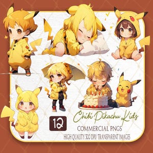 Chibi png bundle, chibi boys and girls as pikachu, chibi pikachu clipart, Digital Download, Clipart Bundle, Chibi Baby Clipart, Commercial