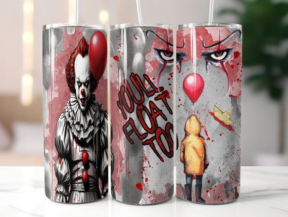 Halloween creepy clown movie killer tumbler wrap, digital download pennywise png, sublimation digital design IT, pennywise halloween 20 oz